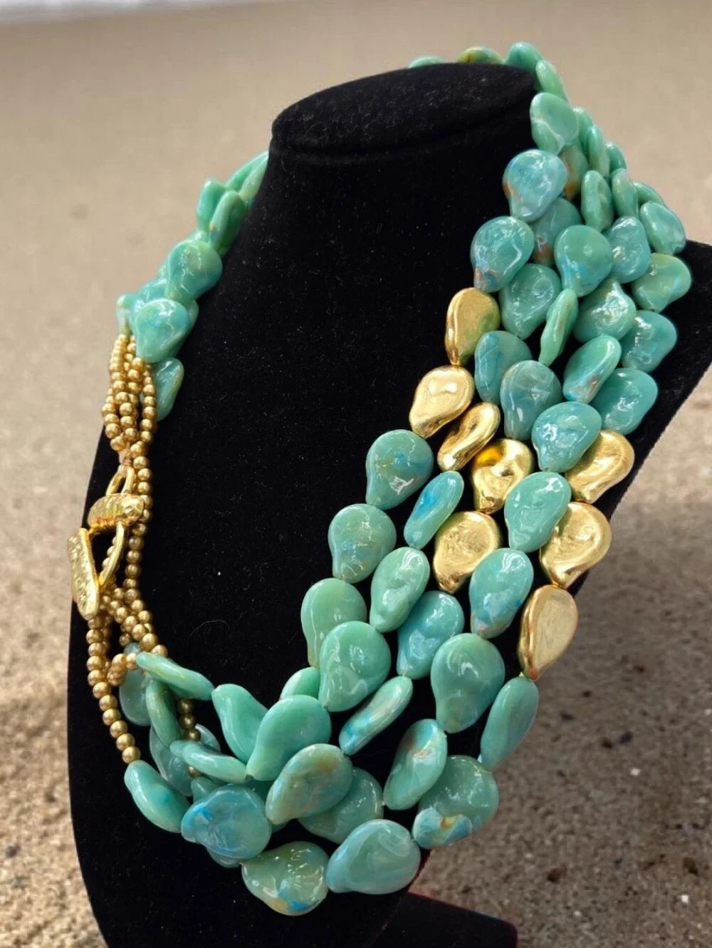 Multi-Strand Beaded Necklace with Gold Accents NEW!